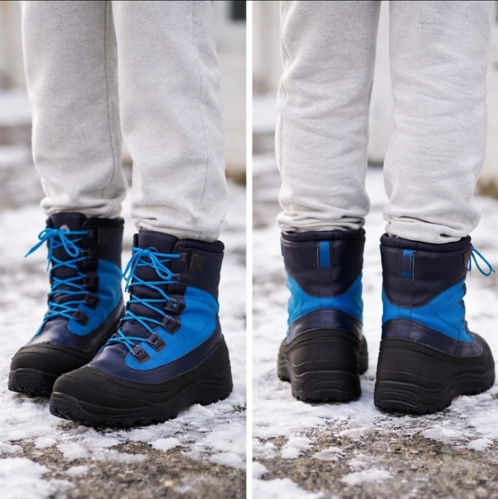 North Face Thermoball Winter Snow Boots Waterproof Insulated Blue Black Size 5